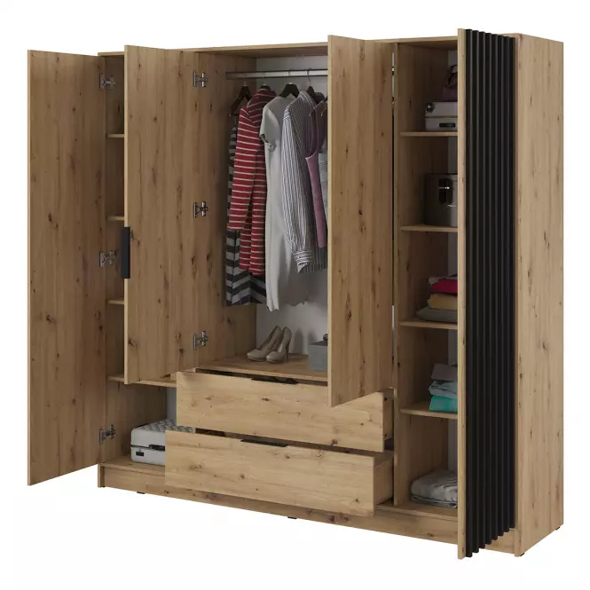 Skriňa Nelly 4d Dub Artisan/Čierna,3