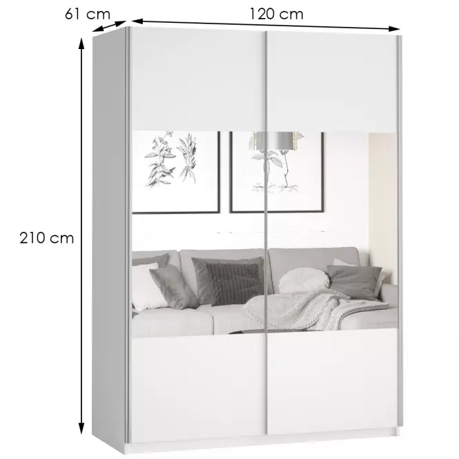 Skriňa 2d posuvné so zrkadlom 120 Beta 54 biela