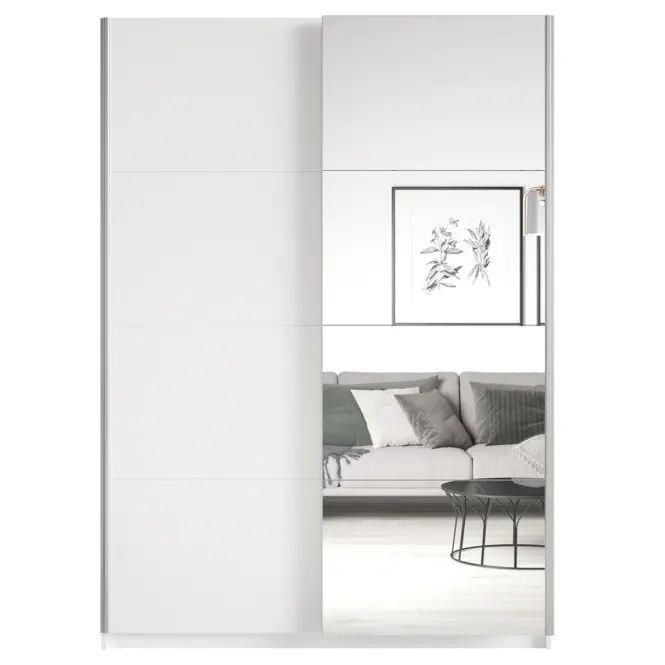 Skriňa s posuvnými dverami 2d Beta 120 cm so zrkadlom 54 biela, dvojdverová