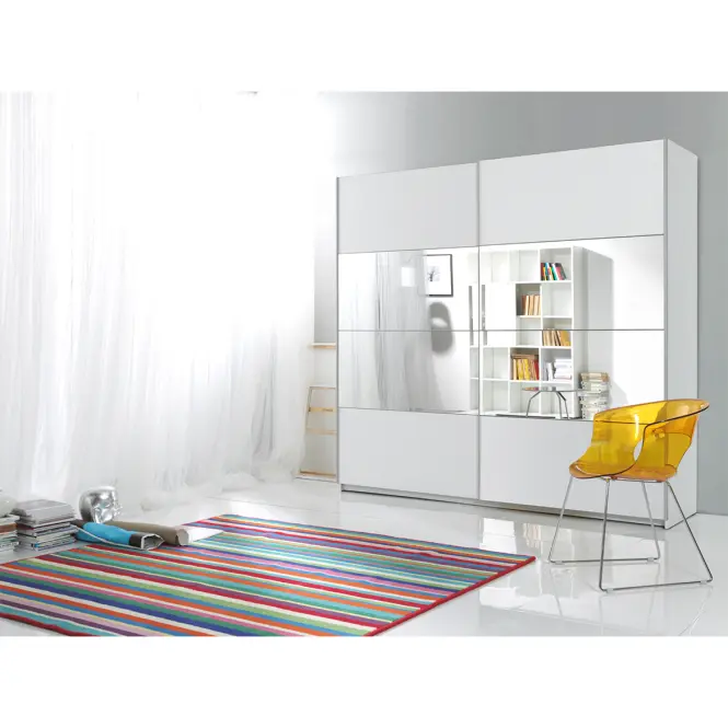 Skriňa s posuvnými dverami 2d Beta 221 cm so zrkadlom 58 biela, dvojdverová