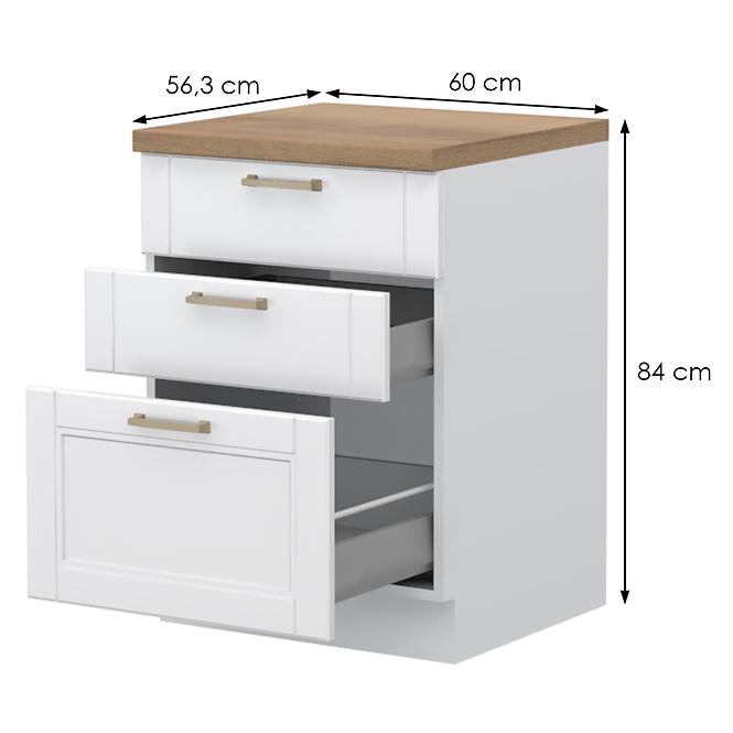Skrinka Do Kuchyne Tara R-60-3mbox/4 3s White Mat