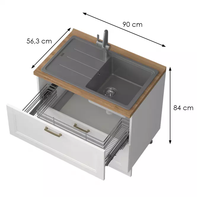 Skrinka Do Kuchyne Tara R-90-2mz/4 White Mat,2