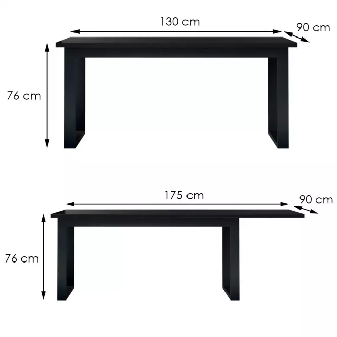Rozkladací stôl Helio 92 170/220x90cm čierna