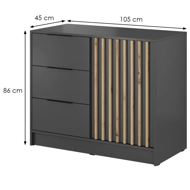Komoda Nelly 2D Grafit/Artisan,2