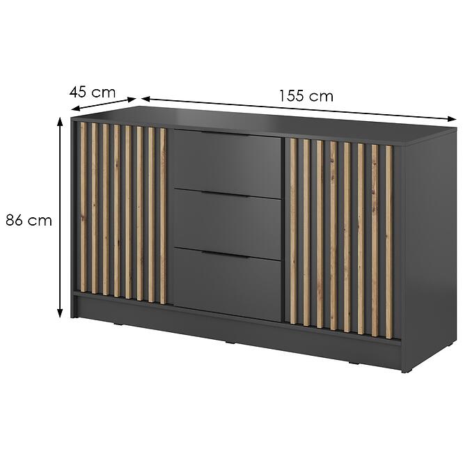Komoda Nelly 3D Grafit/Artisan,2