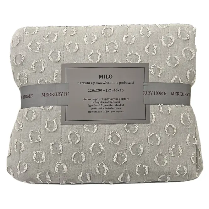 Prikrývka na posteľ Milo 220x250 svetlosivá Merkury Home,3