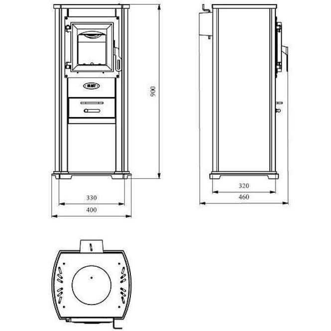 Krbová kamna ekonomik lux 6,6 kW červená