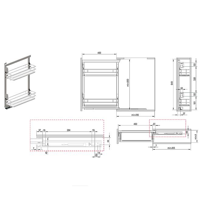 Cargo Mini bočné 15 pravá l480 chróm/biela,2