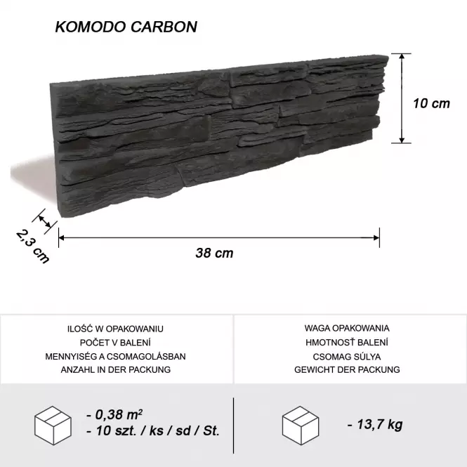 Betónový obkladový kameň Komodo Carbon
