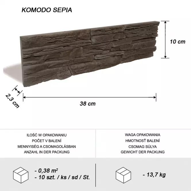 Betónový obkladový kameň Komodo Sepia