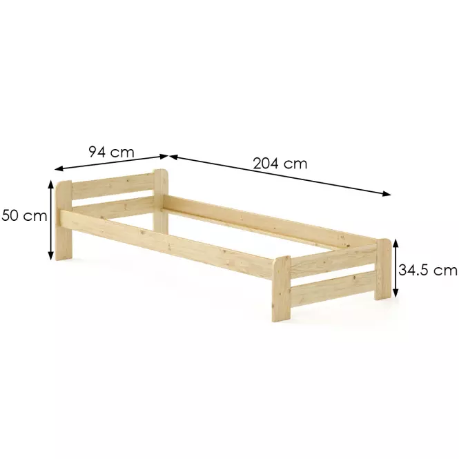 Posteľ borovica LK099–90x200 surová,2