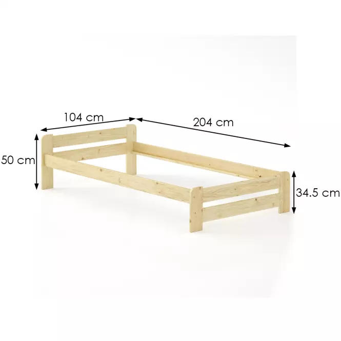 Posteľ borovica LK099–100x200 surová,2