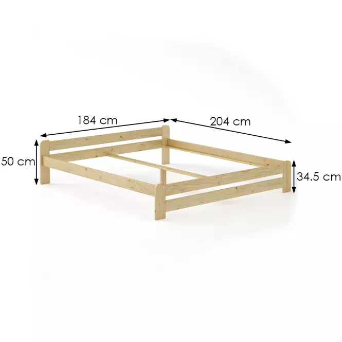 Posteľ borovica LK099–180x200 surová,2