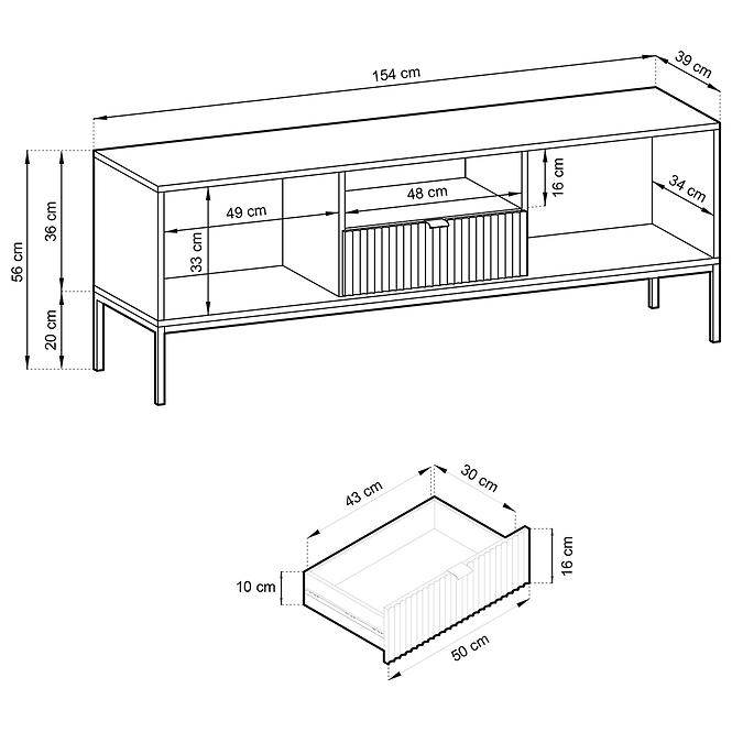 TV stolík Nova 154 čierna,4