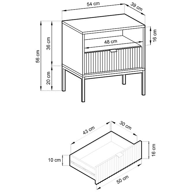 Nočný stolík Nova S54 čierny