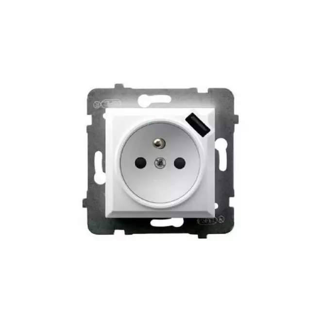 Zásuvka + USB zásuvka  GP-1GZPUSB/m/00 biela