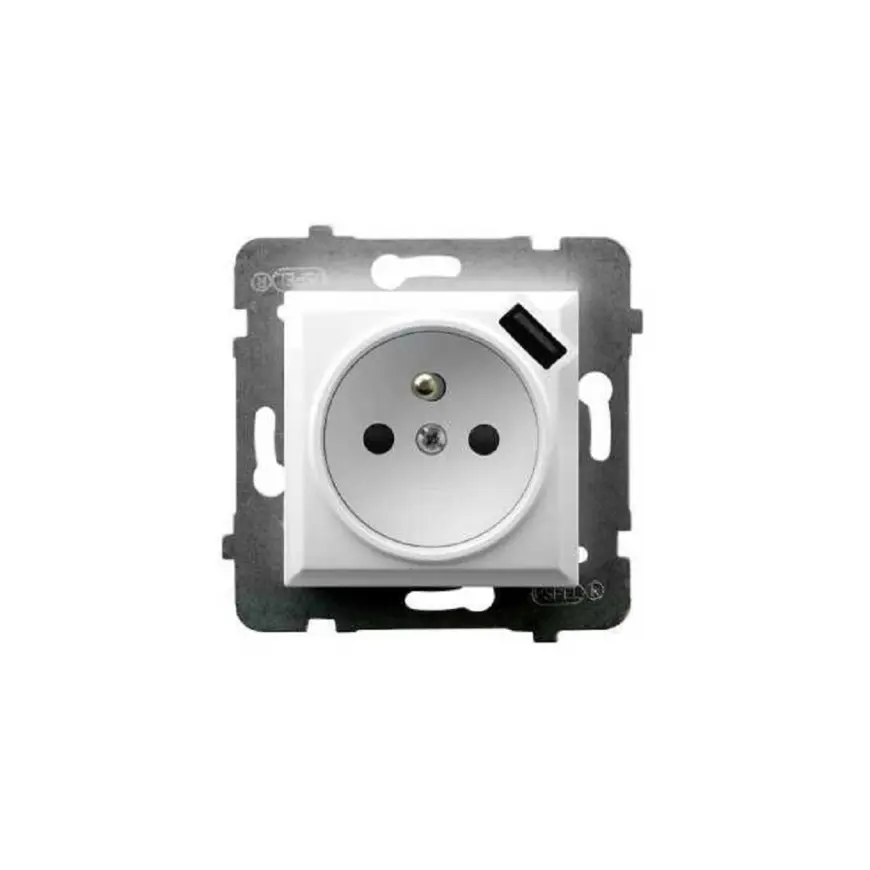 Zásuvka + USB zásuvka  GP-1GZPUSB/m/00 biela