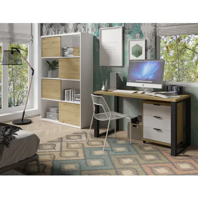 Písací stôl Max dub artisan/čierny,3