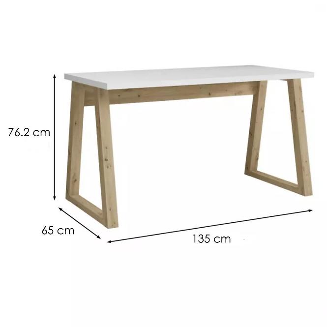Písací stôl Iga Biely / Dub Artisan,2