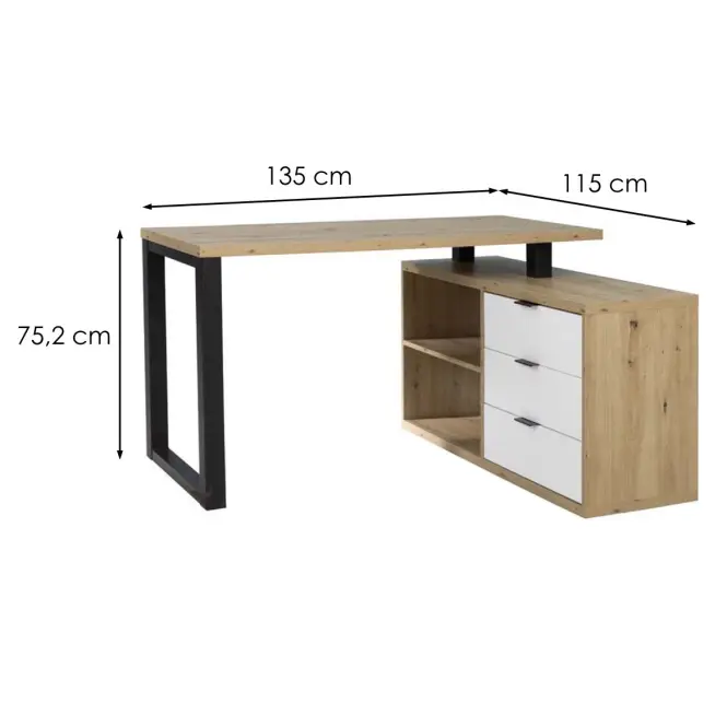 Set Max II Písací stôl + Komoda biela/artisan dub/čierna,3