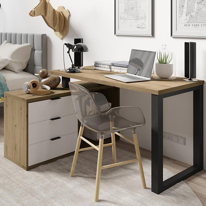 Set Max II Písací stôl + Komoda biela/artisan dub/čierna