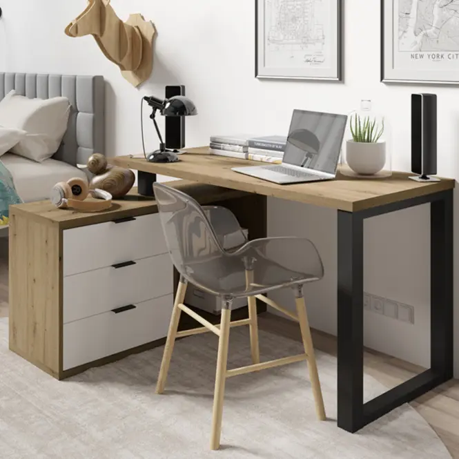 Set Max II Písací stôl + Komoda biela/artisan dub/čierna,4