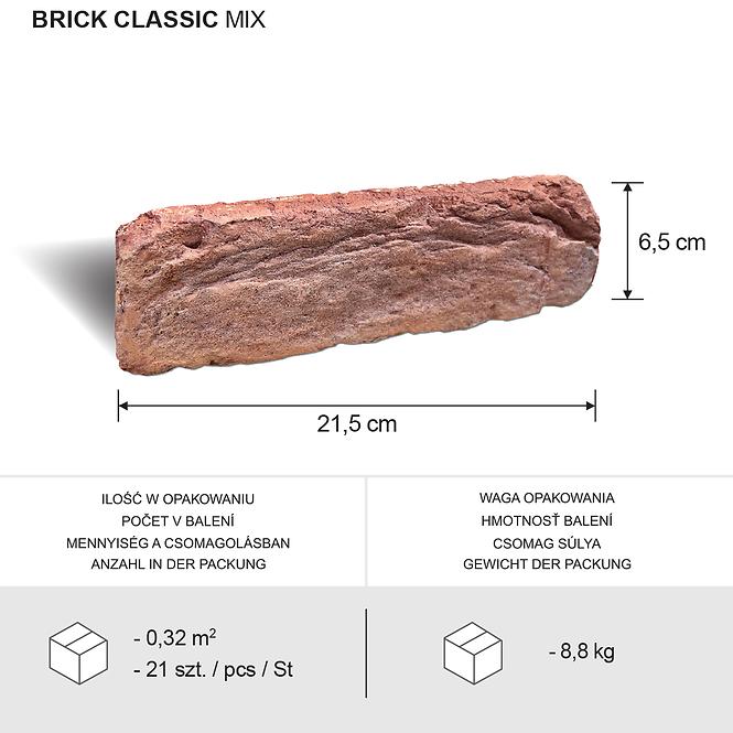 Betónový Obkladový Kameň Brick Classic Mix
