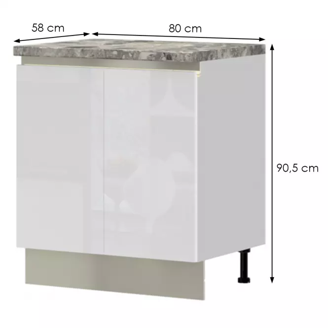 Kuchynská skrinka Infinity R-80-2K/5 Crystal White
