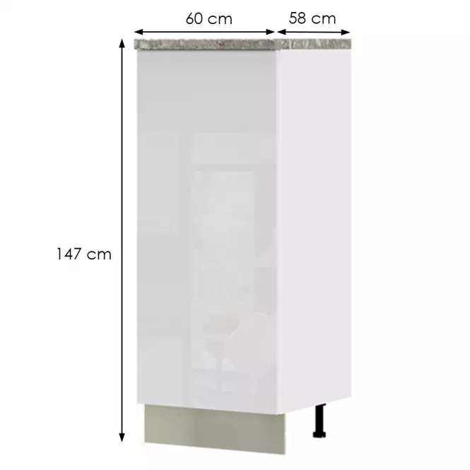 Kuchynská skrinka Infinity K14-60-1KF/5 Crystal White