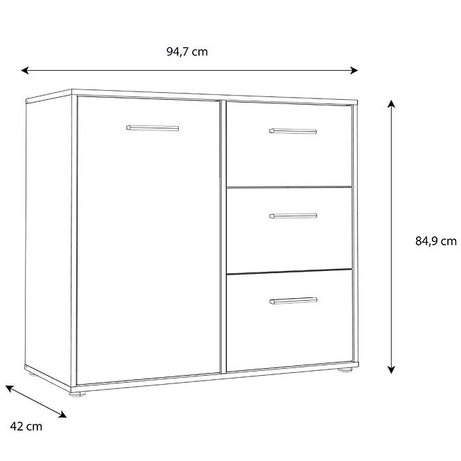 Komoda Mokkaro 1D3S čierna/dub catania