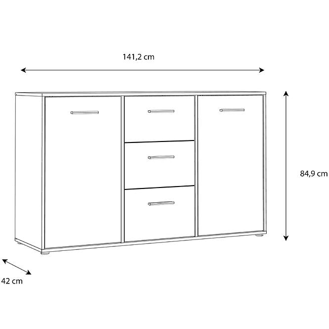 Komoda Mokkaro 2D3S čierna/dub catania