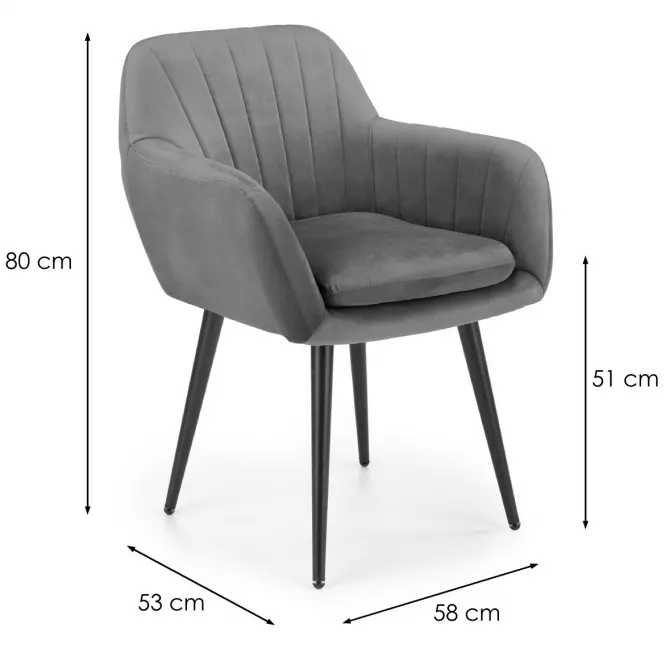 Stolička K429 Velvet/Kov Šedá