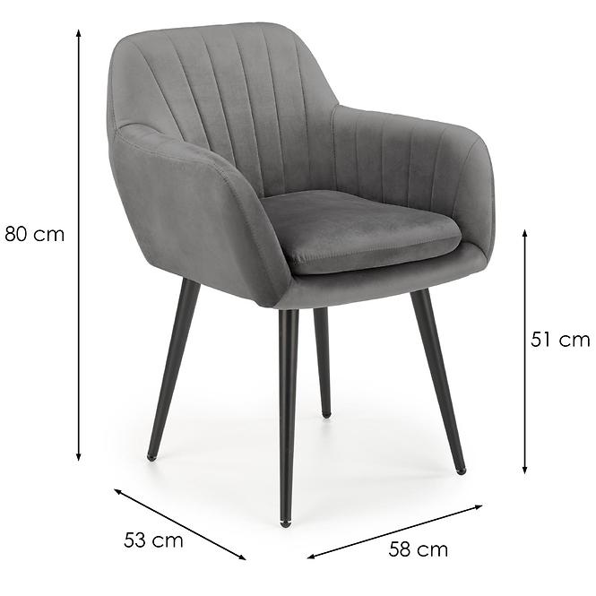 Stolička K429 Velvet/Kov Šedá
