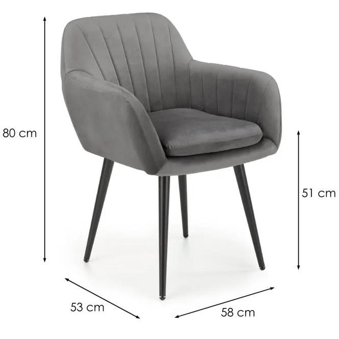 Stolička K429 Velvet/Kov Šedá,2