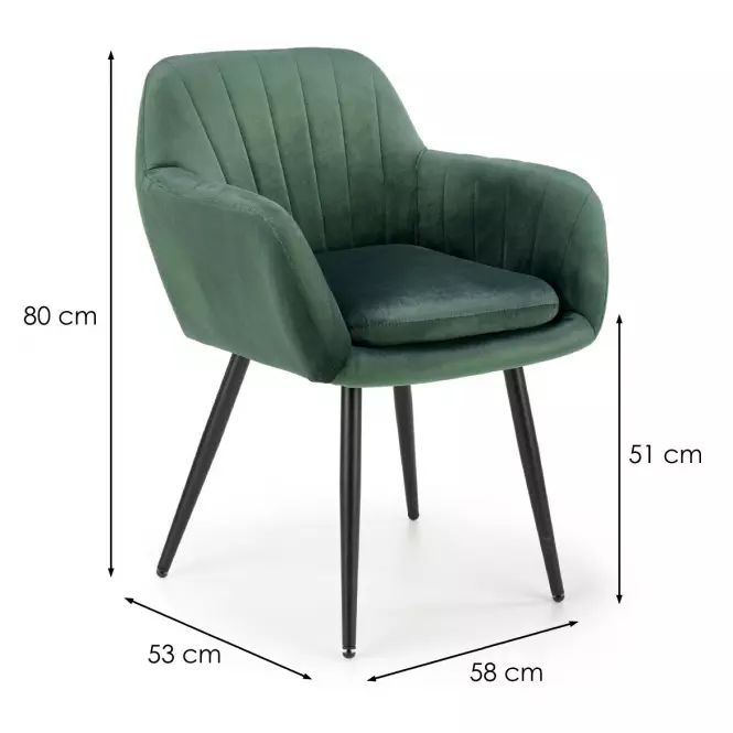 Stolička K429 Velvet/Kov Tmavozelený