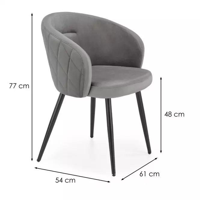 Stolička K430 Velvet/Kov Šedá