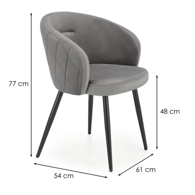 Stolička K430 Velvet/Kov Šedá,2