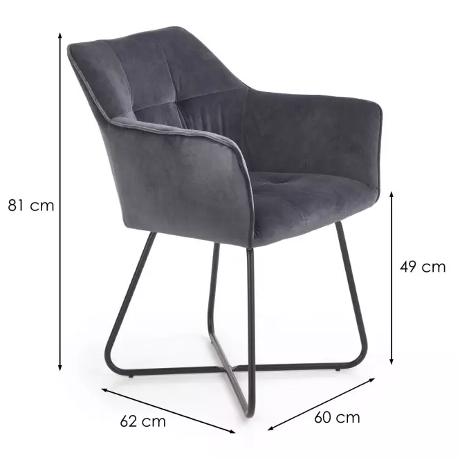 Stolička K377 Velvet/Kov Šedá
