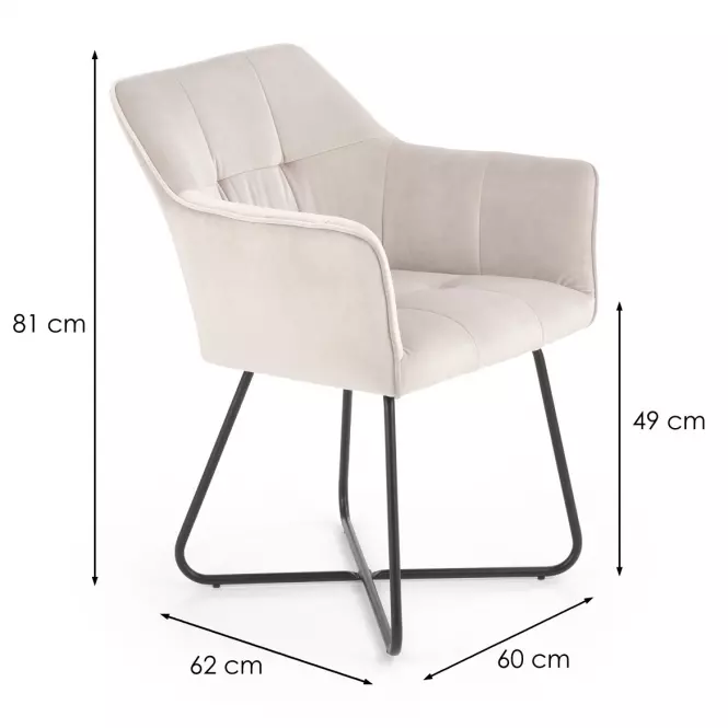 Stolička K377 Velvet/Kov Bez,2