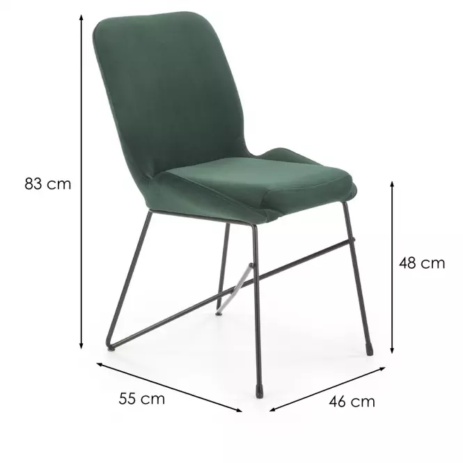 Stolička K454 Velvet/Kov Tmavozelený,2
