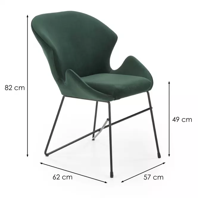 Stolička K458 Velvet/Kov Tmavozelený