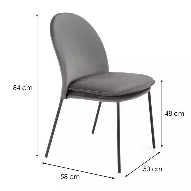 Stolička K443 Velvet/Kov Šedá