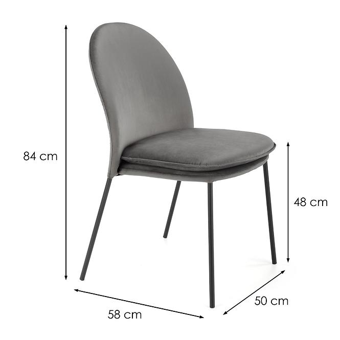 Stolička K443 Velvet/Kov Šedá,2