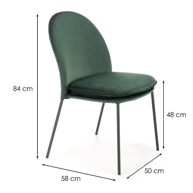 Stolička K443 Velvet/Kov Tmavozelený