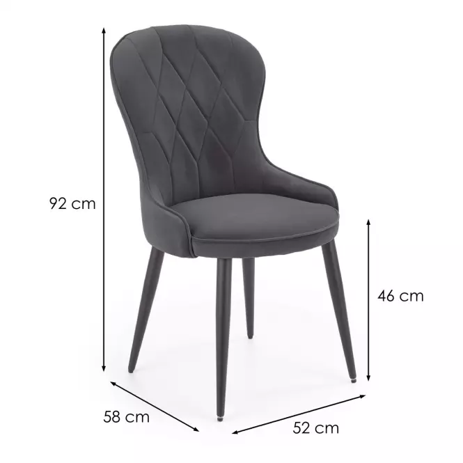 Stolička K366 Velvet/Kov Šedá