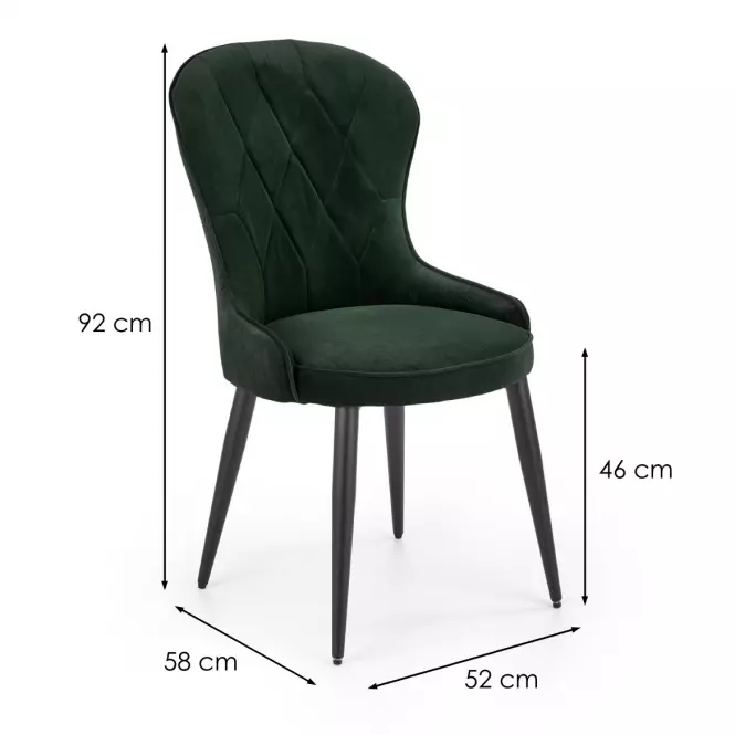Stolička K366 Velvet/Kov Tmavozelený,2