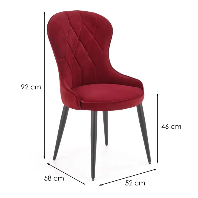 Stolička K366 Velvet/Kov Bordová