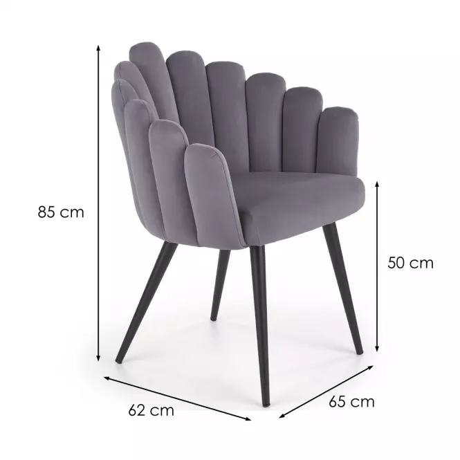 Stolička K410 Velvet/Kov Šedá