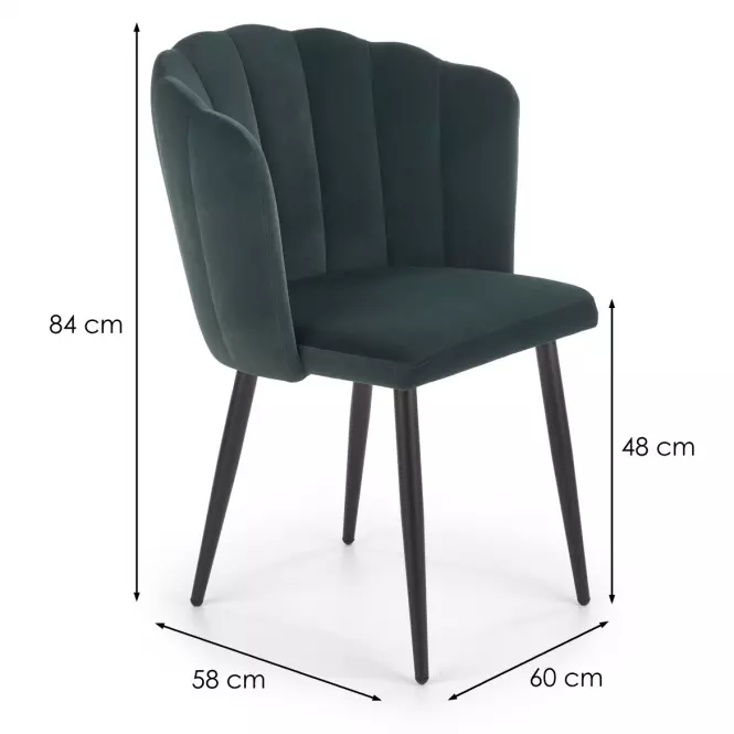 Stolička K386 Velvet/Kov Tmavozelený