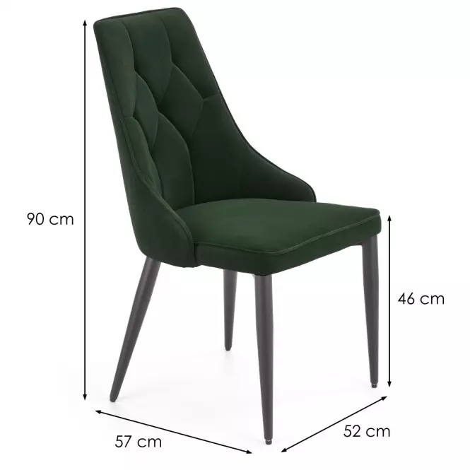 Stolička K365 Velvet/Kov Tmavozelený